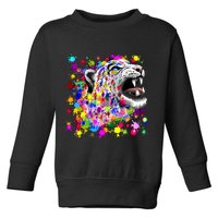 Leopard Cat Psychedelic Paint Splats Toddler Sweatshirt