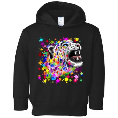 Leopard Cat Psychedelic Paint Splats Toddler Hoodie