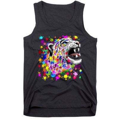 Leopard Cat Psychedelic Paint Splats Tank Top