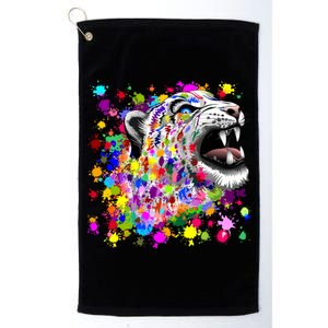 Leopard Cat Psychedelic Paint Splats Platinum Collection Golf Towel