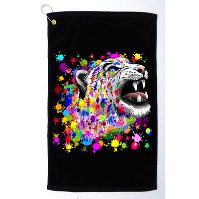 Leopard Cat Psychedelic Paint Splats Golf Towel