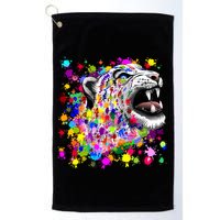 Leopard Cat Psychedelic Paint Splats Golf Towel