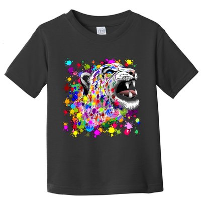 Leopard Cat Psychedelic Paint Splats Toddler T-Shirt