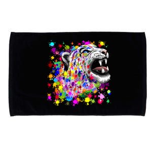 Leopard Cat Psychedelic Paint Splats Microfiber Hand Towel