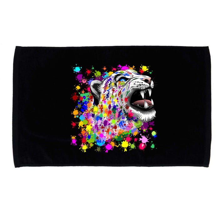 Leopard Cat Psychedelic Paint Splats Microfiber Hand Towel