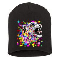 Leopard Cat Psychedelic Paint Splats Short Acrylic Beanie