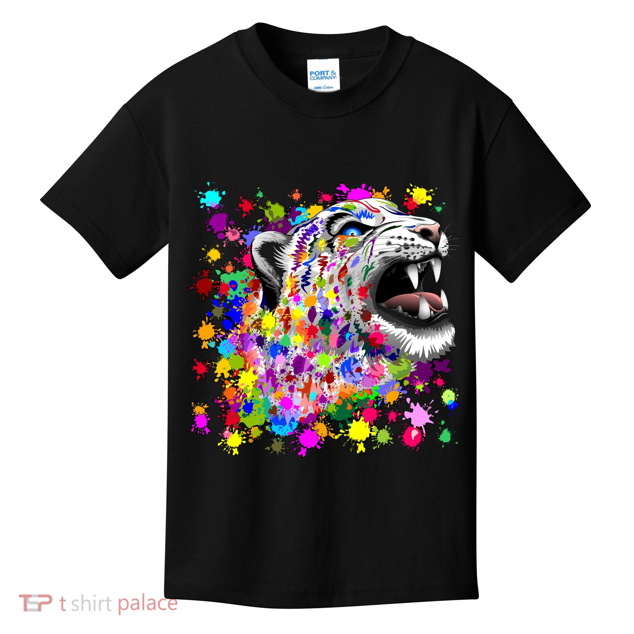 Leopard Cat Psychedelic Paint Splats Kids T-Shirt