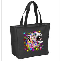 Leopard Cat Psychedelic Paint Splats Zip Tote Bag