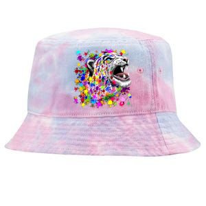 Leopard Cat Psychedelic Paint Splats Tie-Dyed Bucket Hat