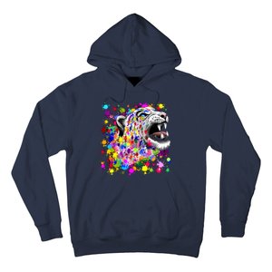 Leopard Cat Psychedelic Paint Splats Hoodie