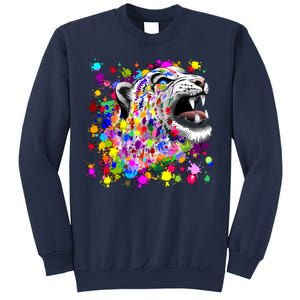 Leopard Cat Psychedelic Paint Splats Sweatshirt