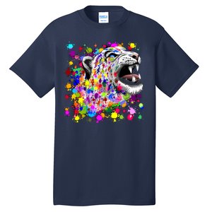 Leopard Cat Psychedelic Paint Splats Tall T-Shirt