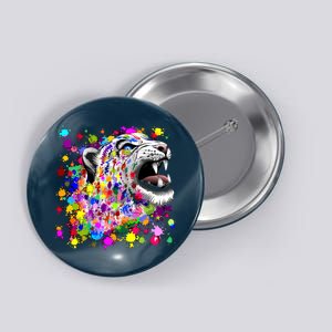 Leopard Cat Psychedelic Paint Splats Button