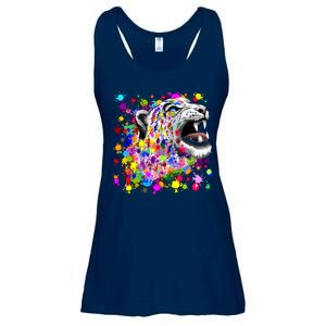 Leopard Cat Psychedelic Paint Splats Ladies Essential Flowy Tank