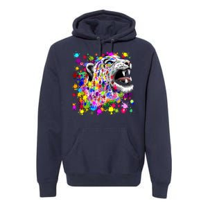 Leopard Cat Psychedelic Paint Splats Premium Hoodie