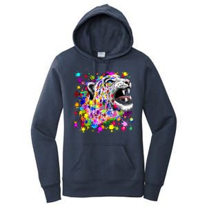 Leopard Cat Psychedelic Paint Splats Women's Pullover Hoodie