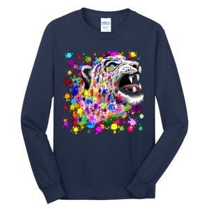 Leopard Cat Psychedelic Paint Splats Tall Long Sleeve T-Shirt