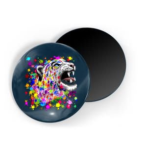 Leopard Cat Psychedelic Paint Splats Magnet