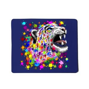 Leopard Cat Psychedelic Paint Splats Mousepad