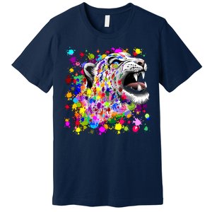 Leopard Cat Psychedelic Paint Splats Premium T-Shirt