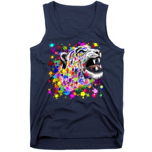 Leopard Cat Psychedelic Paint Splats Tank Top