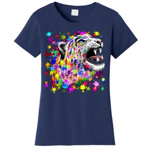 Leopard Cat Psychedelic Paint Splats Women's T-Shirt