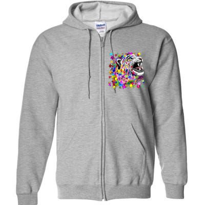 Leopard Cat Psychedelic Paint Splats Full Zip Hoodie