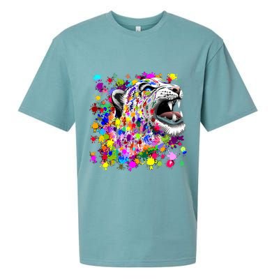 Leopard Cat Psychedelic Paint Splats Sueded Cloud Jersey T-Shirt