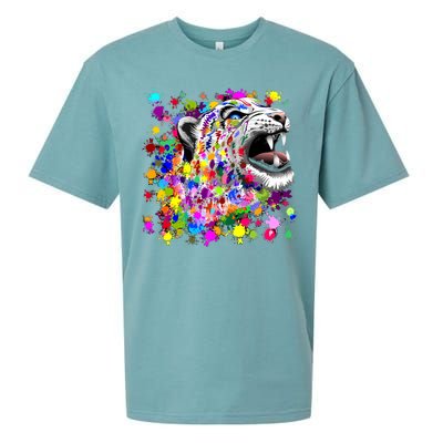 Leopard Cat Psychedelic Paint Splats Sueded Cloud Jersey T-Shirt