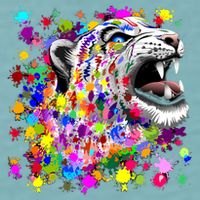 Leopard Cat Psychedelic Paint Splats Sueded Cloud Jersey T-Shirt