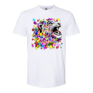 Leopard Cat Psychedelic Paint Splats Softstyle CVC T-Shirt