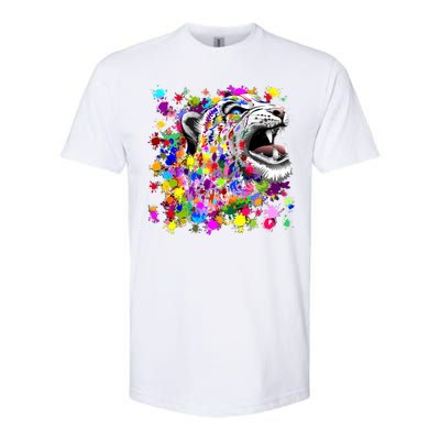 Leopard Cat Psychedelic Paint Splats Softstyle® CVC T-Shirt