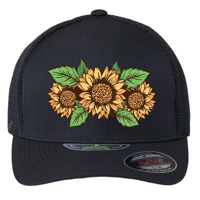 Leopard Flowers Flexfit Unipanel Trucker Cap