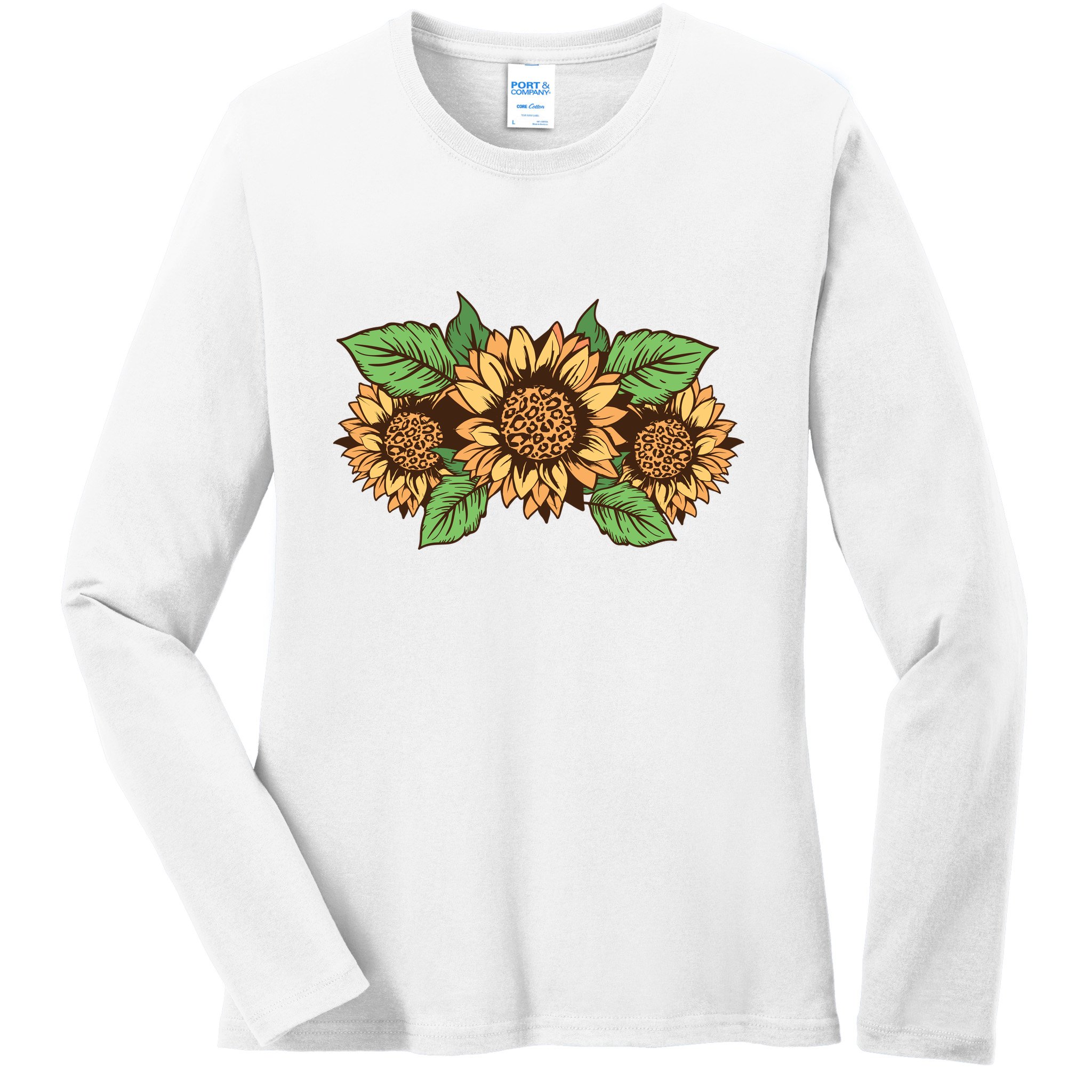 Leopard Flowers Ladies Long Sleeve Shirt