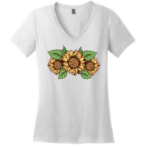 Leopard Flowers Women's V-Neck T-Shirt