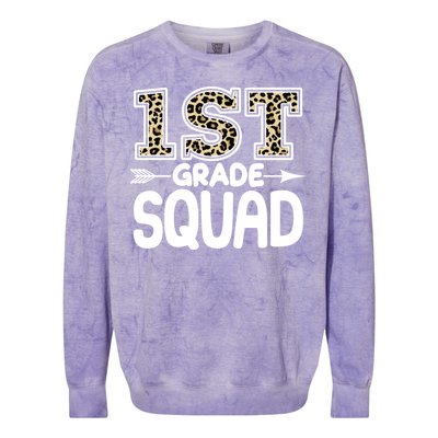 Leopard Print 1st Grade Squad Colorblast Crewneck Sweatshirt