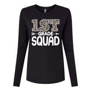 Leopard Print 1st Grade Squad Womens Cotton Relaxed Long Sleeve T-Shirt