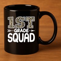 Leopard Print 1st Grade Squad 11oz C Handle Ceramic Mug