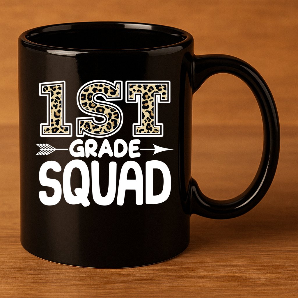 Leopard Print 1st Grade Squad 11oz C Handle Ceramic Mug