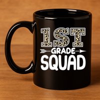 Leopard Print 1st Grade Squad 11oz C Handle Ceramic Mug