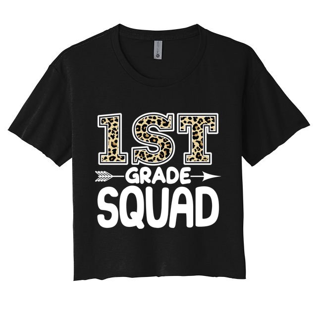 Leopard Print 1st Grade Squad Women's Crop Top Tee