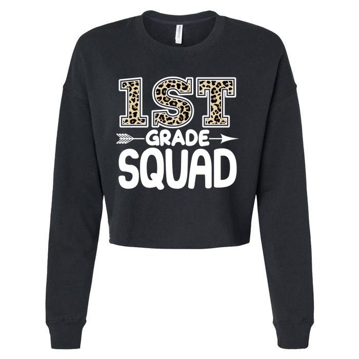 Leopard Print 1st Grade Squad Cropped Pullover Crew