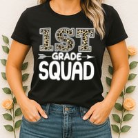 Leopard Print 1st Grade Squad Womens T-Shirt