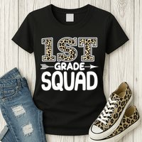 Leopard Print 1st Grade Squad Womens T-Shirt