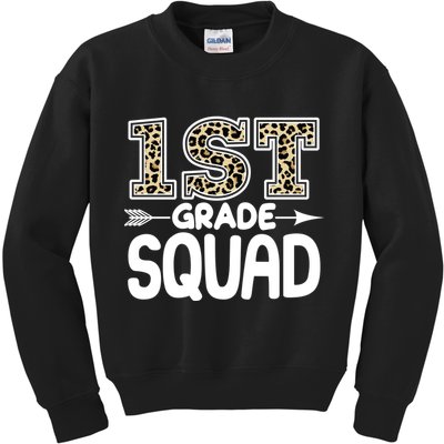 Leopard Print 1st Grade Squad Kids Sweatshirt