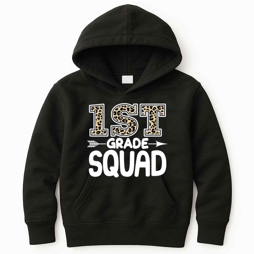 Leopard Print 1st Grade Squad Kids Hoodie