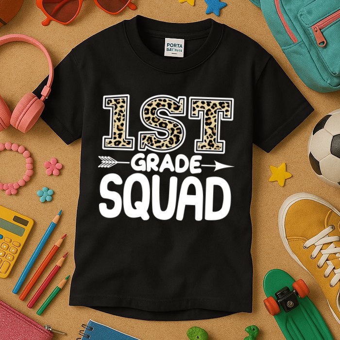 Leopard Print 1st Grade Squad Kids T-Shirt