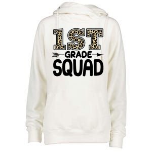 Leopard Print 1st Grade Squad Womens Funnel Neck Pullover Hood