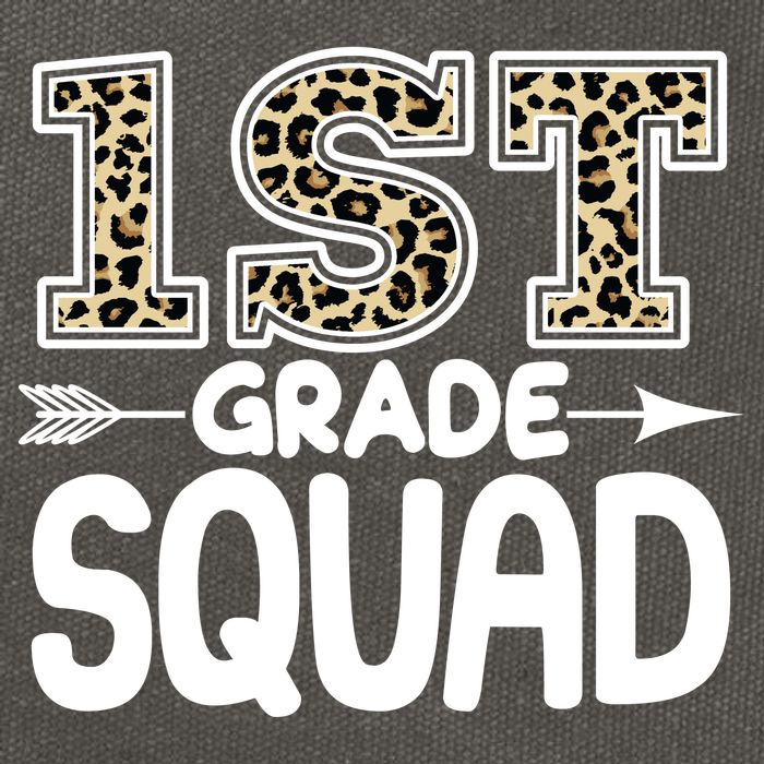 Leopard Print 1st Grade Squad Cotton Canvas Backpack
