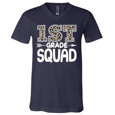 Leopard Print 1st Grade Squad V-Neck T-Shirt